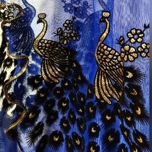 Peacock Scarf Royal Blue & Gold